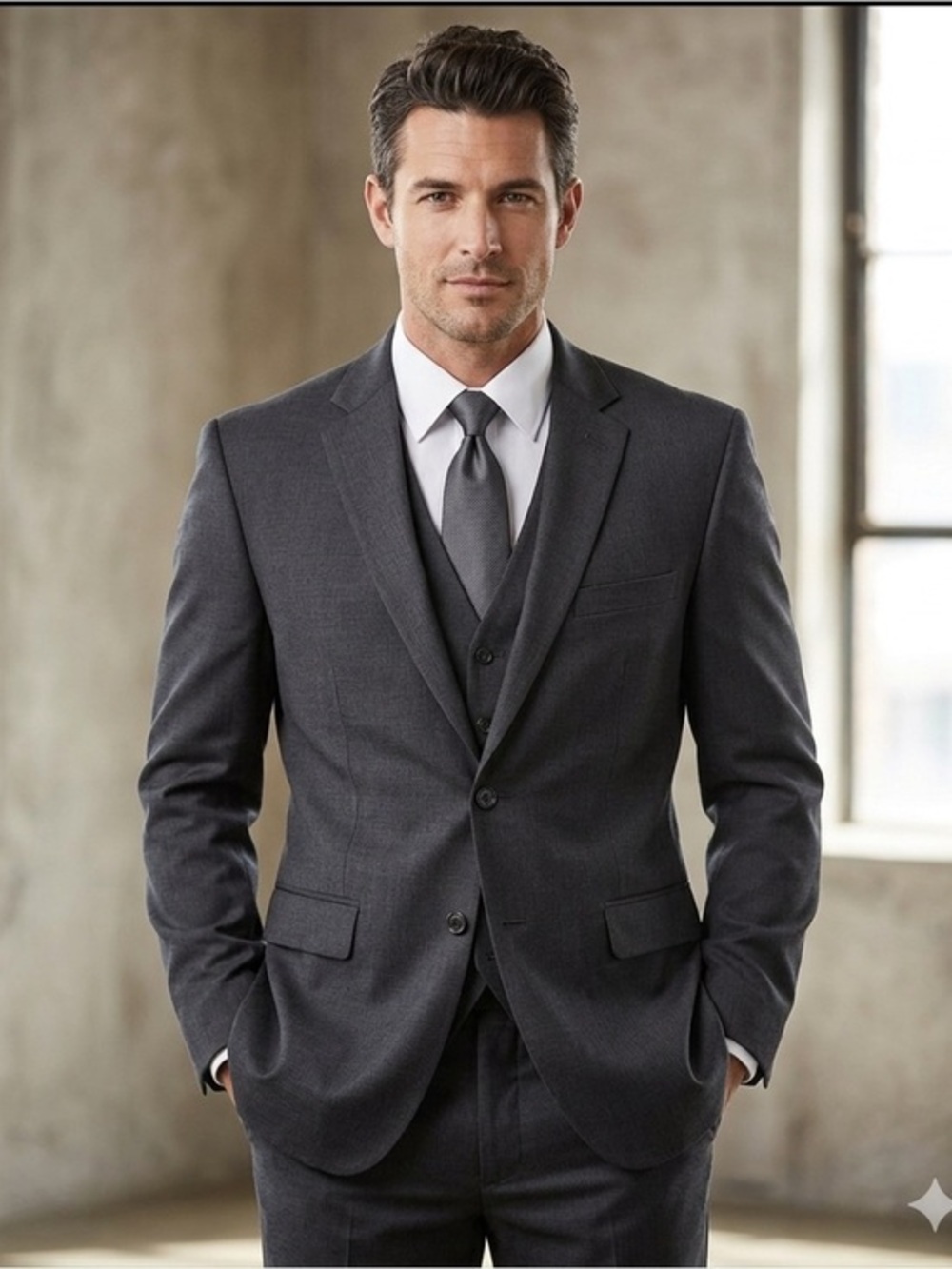Joseph & Feiss Gold 46 Reg Charcoal Gray 100% Wool Sport Coat Blazer Jacket 46R